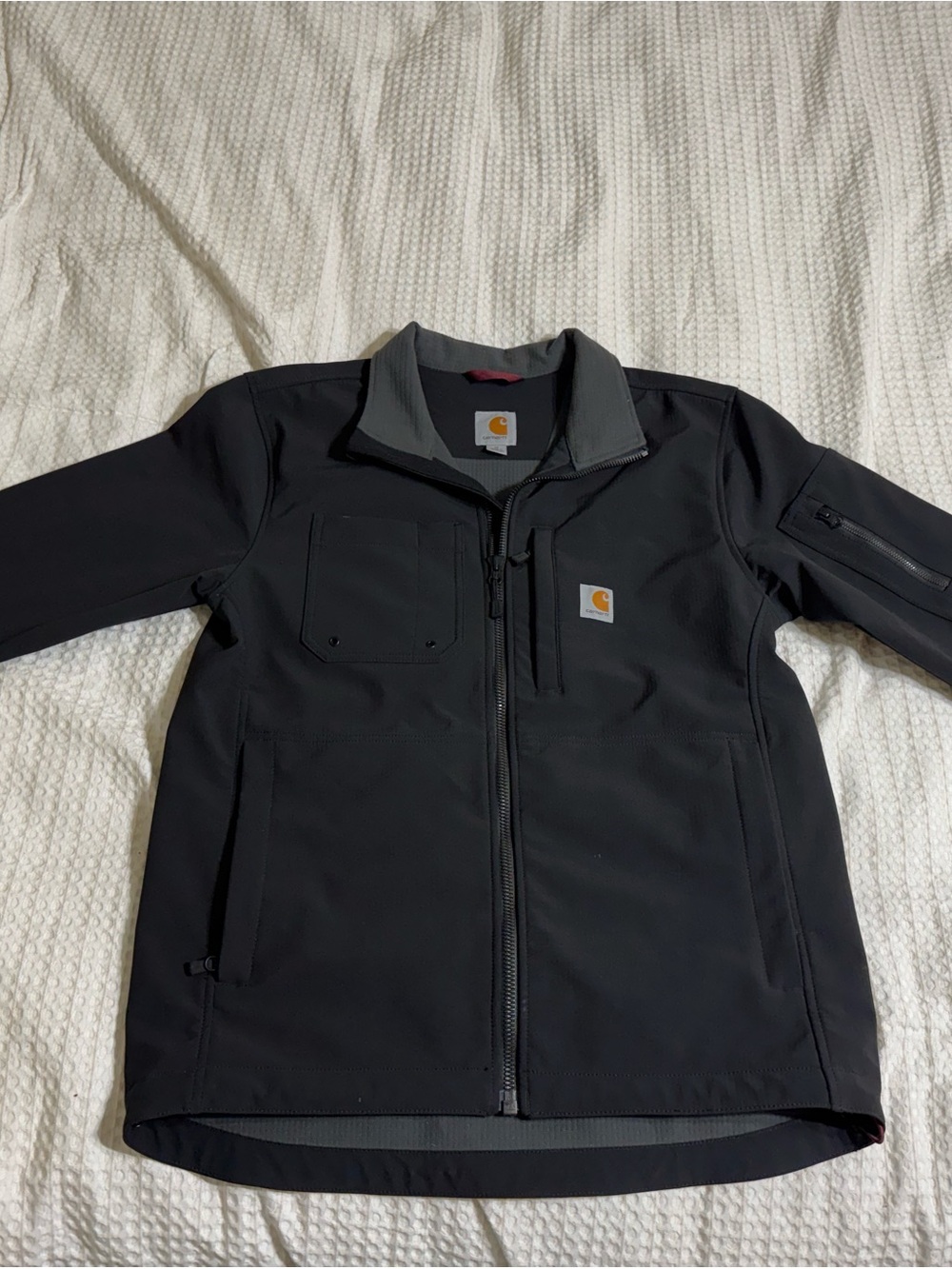 Carhartt Men’s Black Softshell Jacket with Gray Insulated Trim